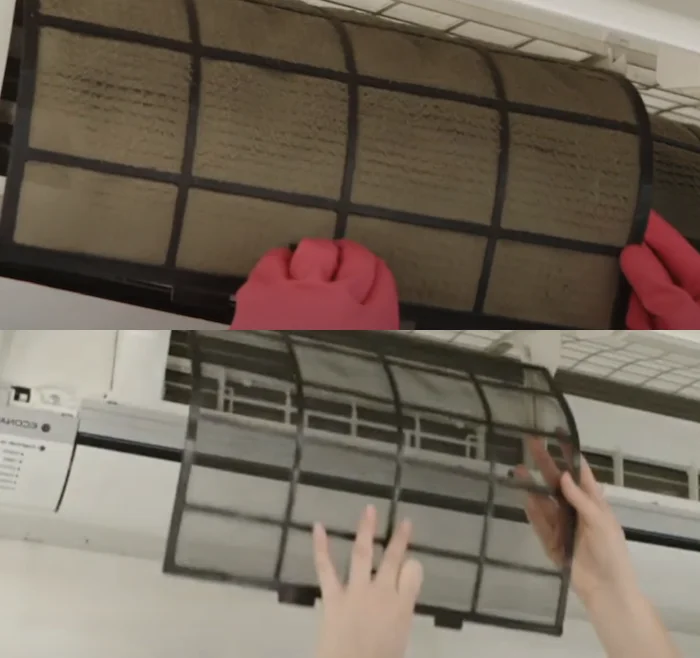 Nettoyage des filtres de l'unité intérieure d'une thermopompe pour maintenir son efficacité
